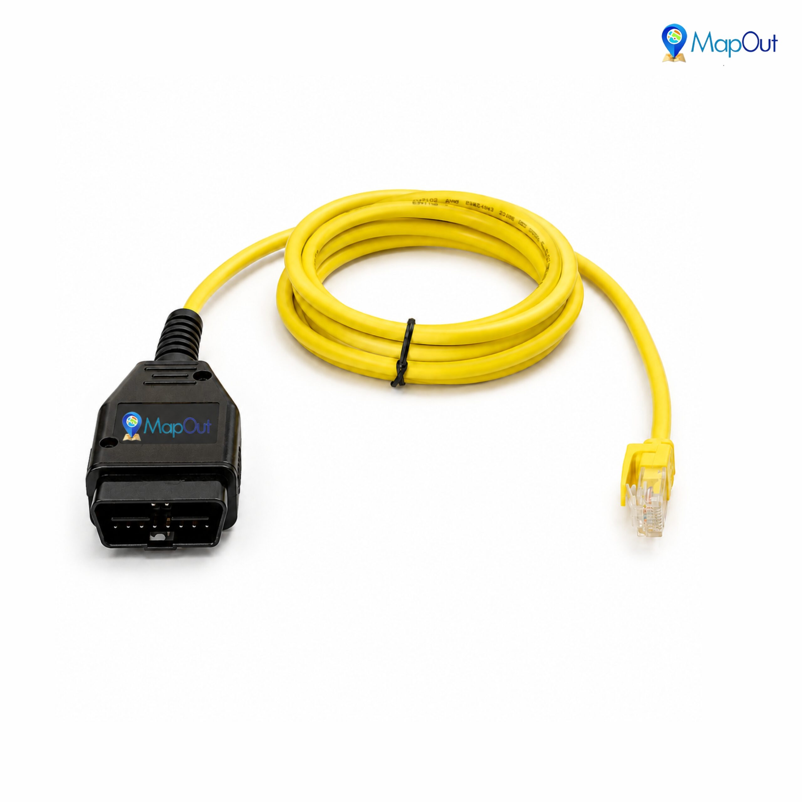 SMPL008 BMW OBD-ll 16 Pin Male Enet LAN Yellow Diagnostic Moulded Cable