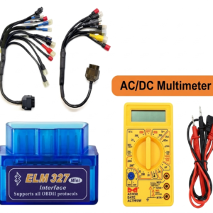 SMPL134 Blue ELM327 with OBD-ll All in 1 (18 Coupler) Universal BS6/BS7 Bike Scanning Cable, DMM