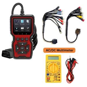 SMPL136 V519 OBD-ll Scanner, All in 1 (18 Coupler) Universal BS6/BS7 Bike Scanning Cable, DMM