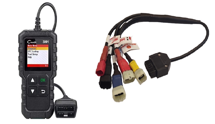 Launch 3001 OBD Scanner For Bike BS6 Universal All Bike Cable Unbreakable Wire With All in BS-6 Cable